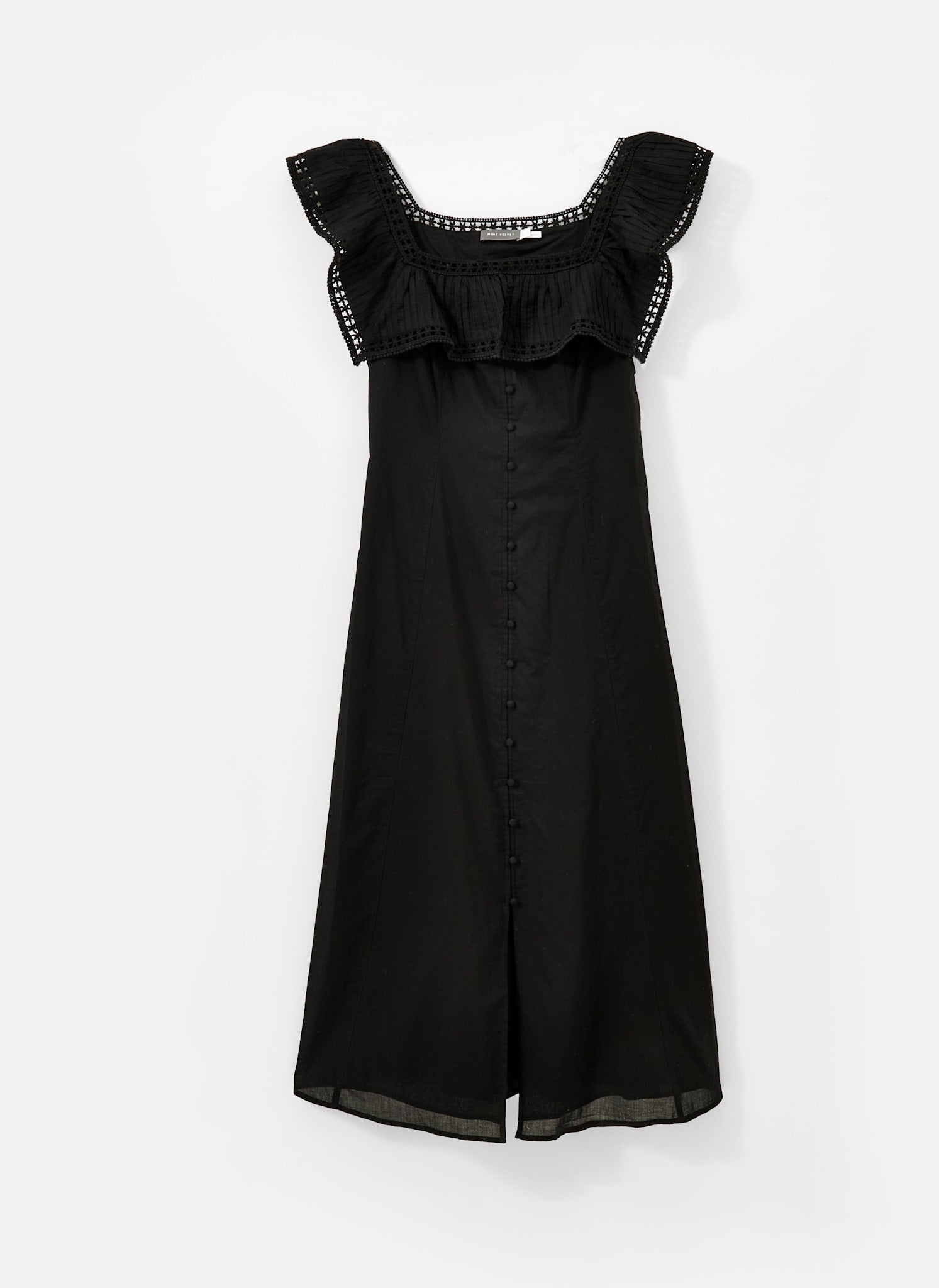 Black Poet Collar Midi Dress