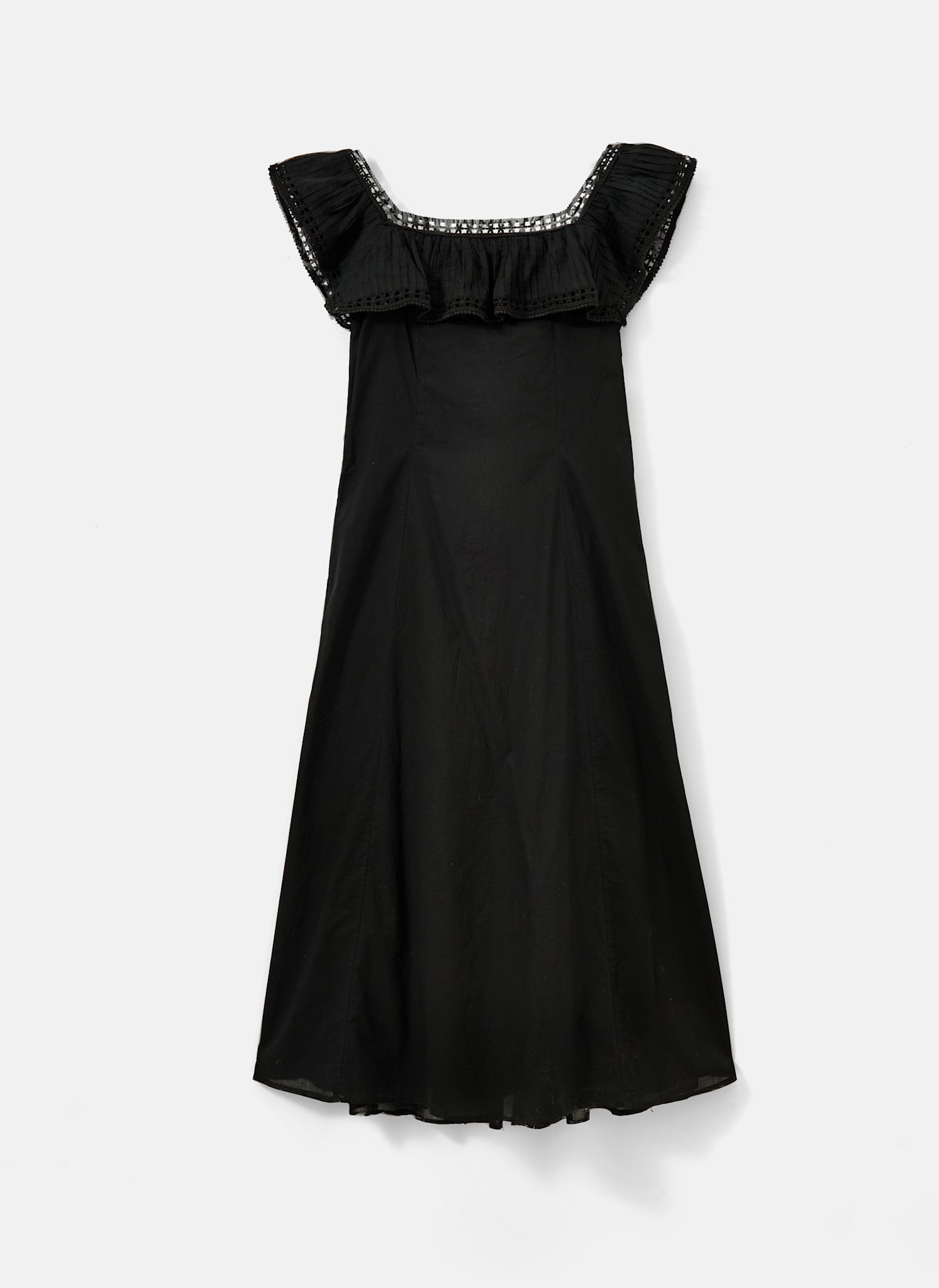 Black Poet Collar Midi Dress