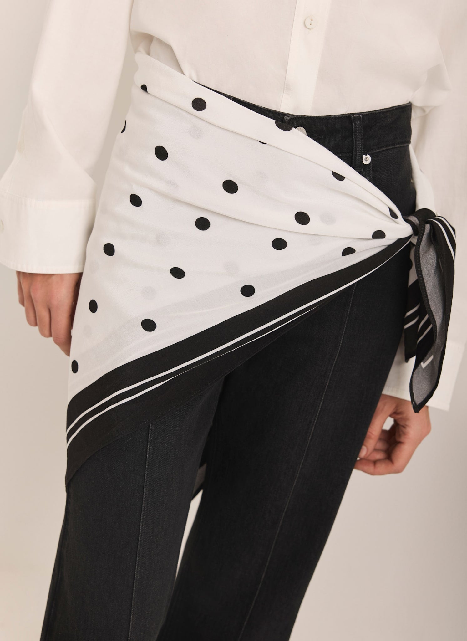 Cream Polka Dot Print  Scarf