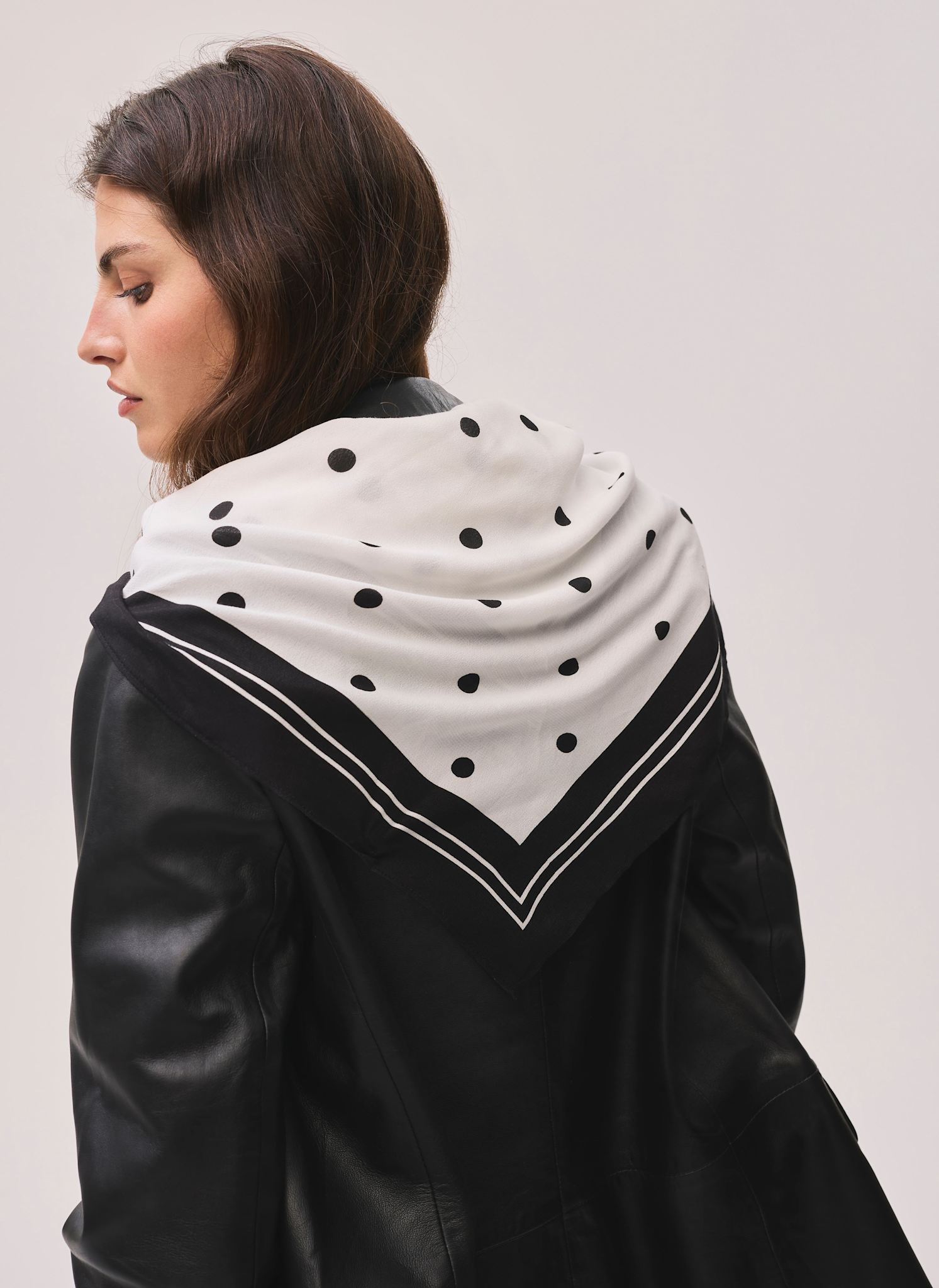 Cream Polka Dot Print  Scarf