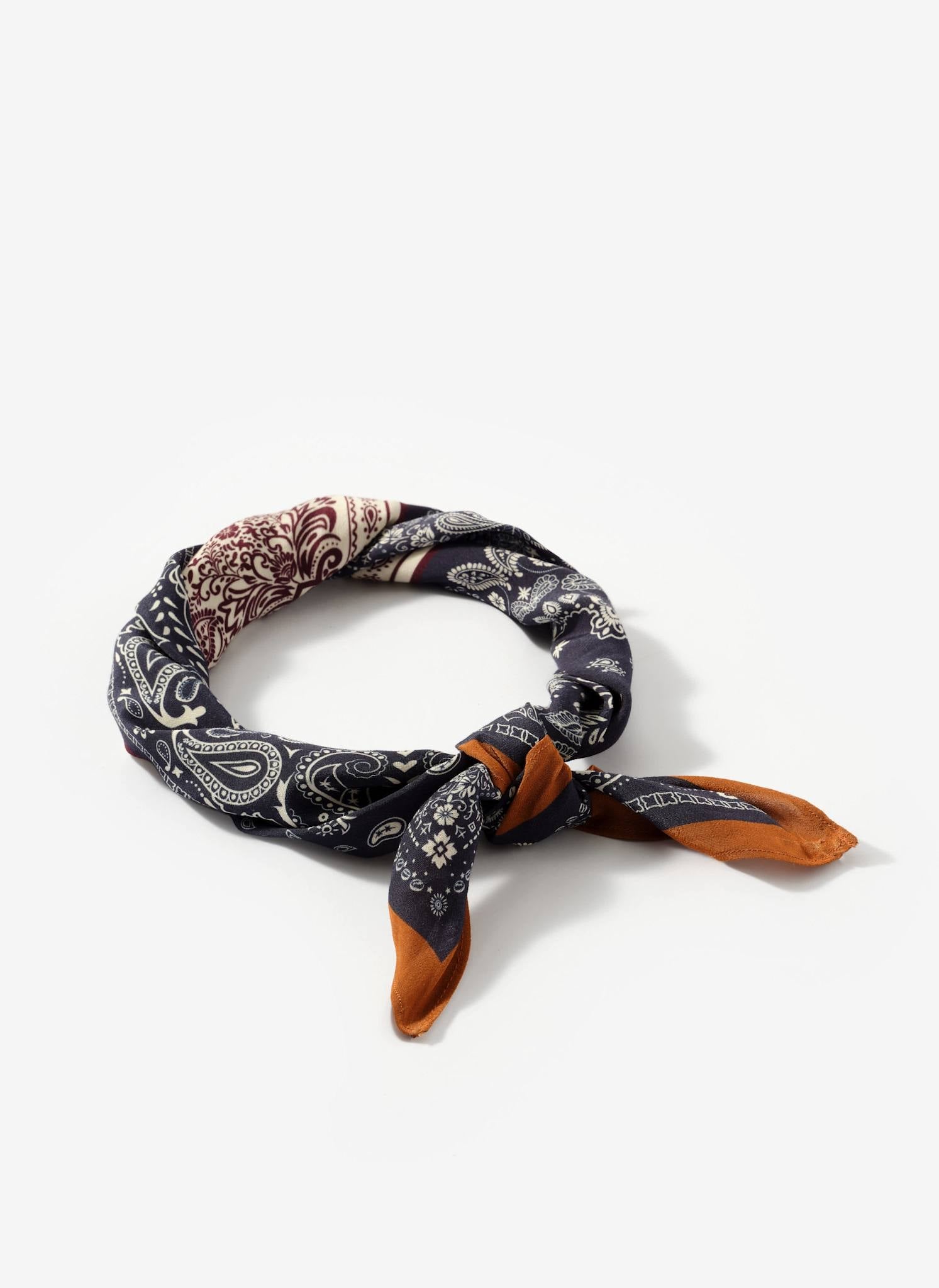 Navy Paisley Print Scarf