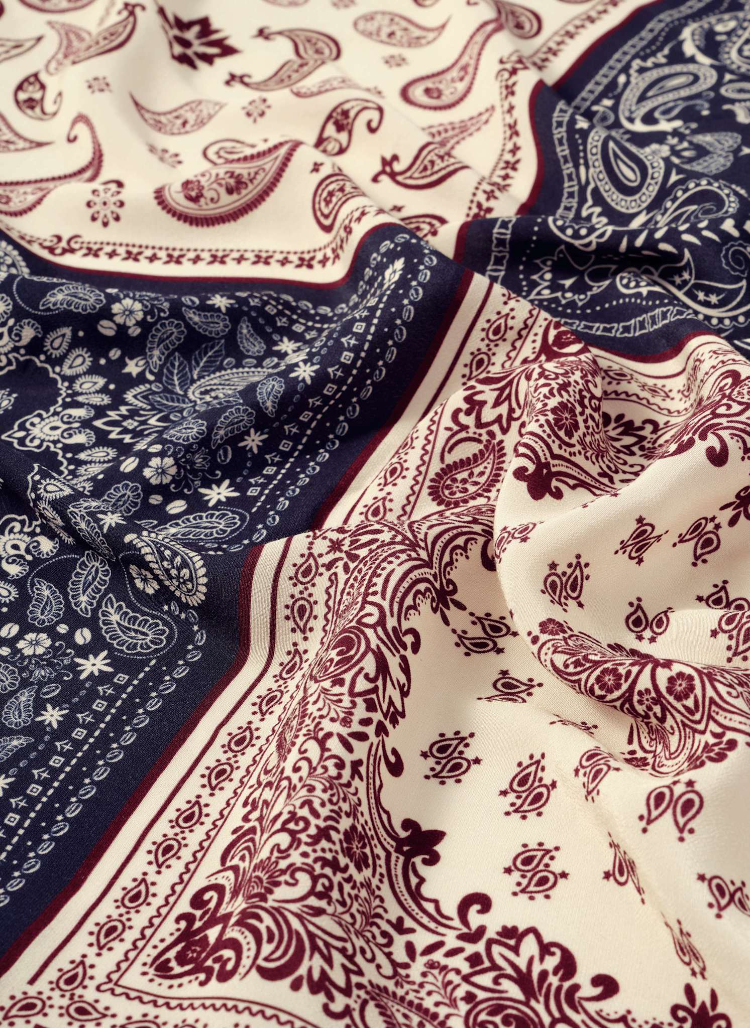 Navy Paisley Print Scarf