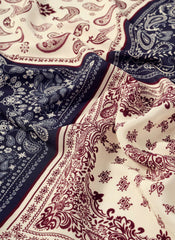 Navy Paisley Print Scarf