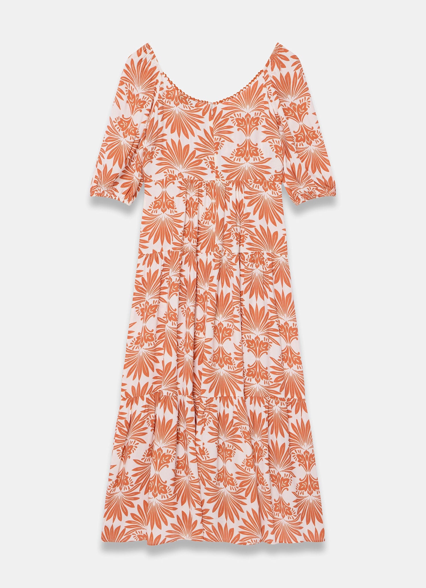 Orange Printed Midi Dress
