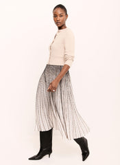 Neutral Print Knit Layered Midi Dress