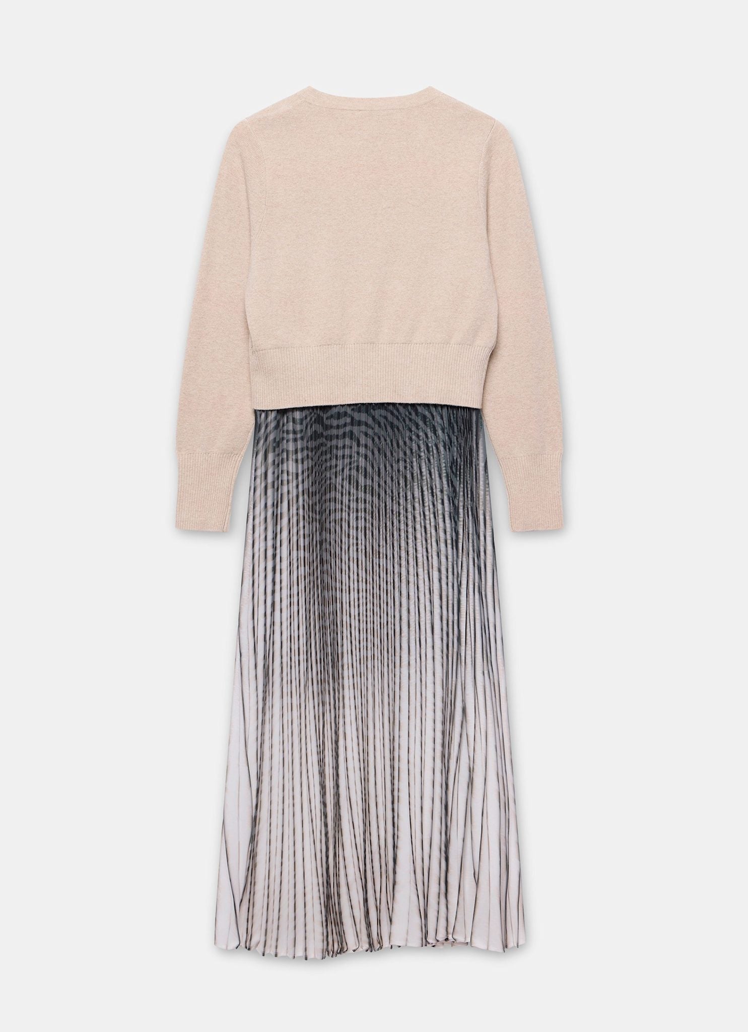Neutral Print Knit Layered Midi Dress