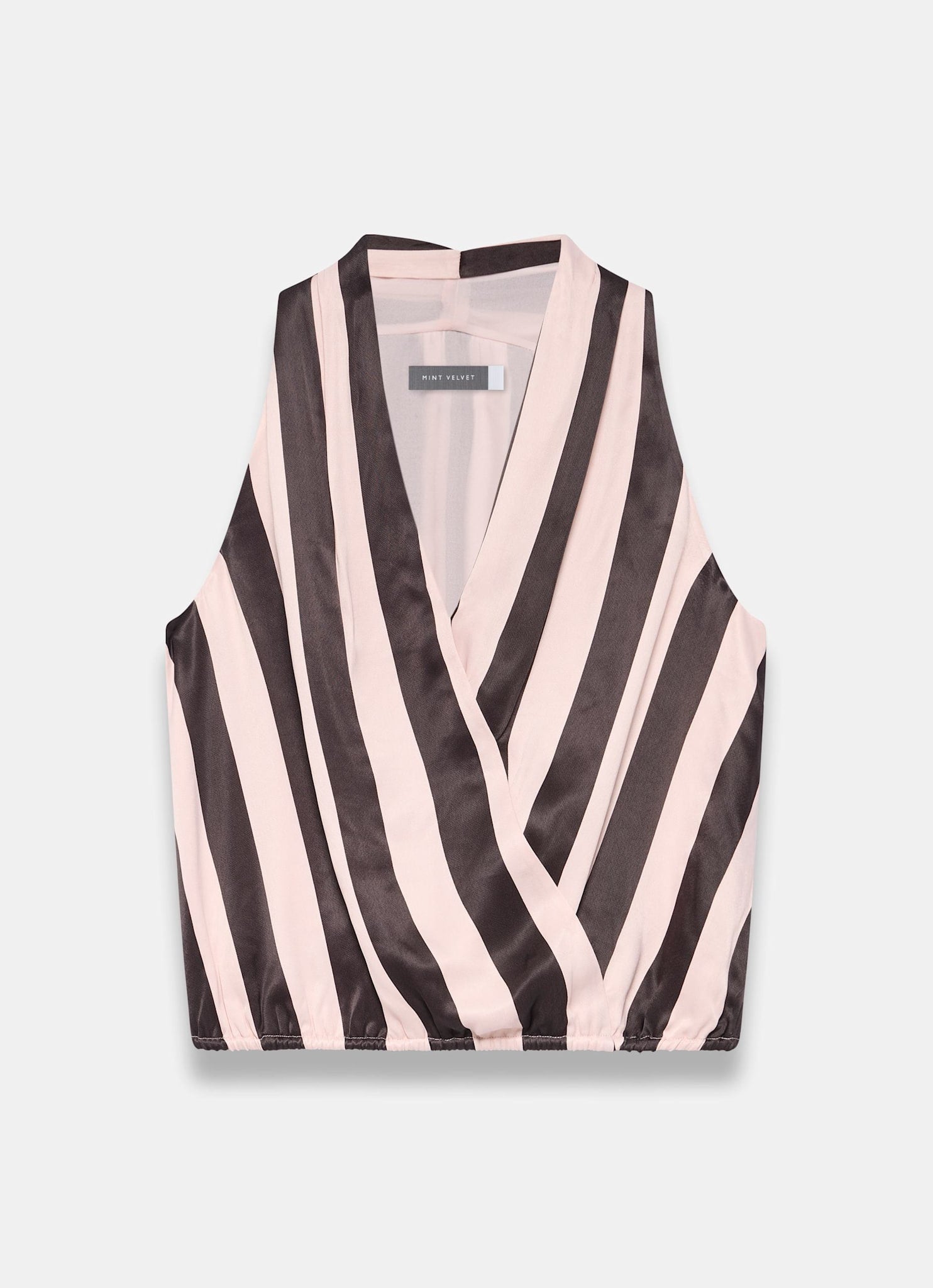 Pink & Brown Striped Wrap Top