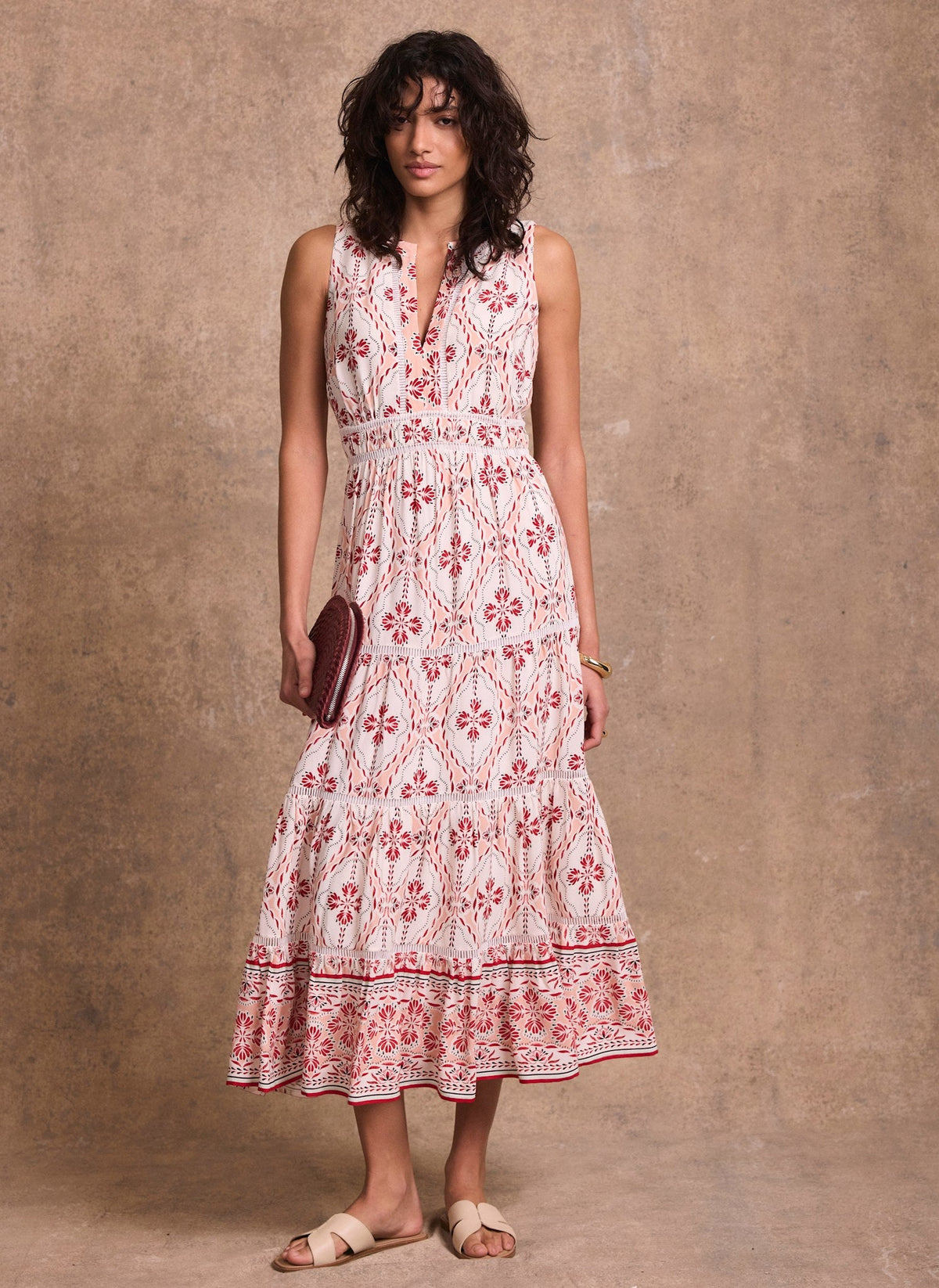 Pink Geo Print Maxi Dress