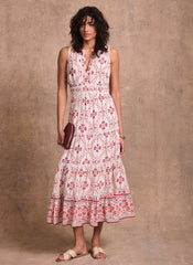 Pink Geo Print Maxi Dress
