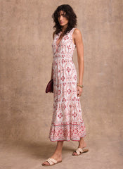 Pink Geo Print Maxi Dress