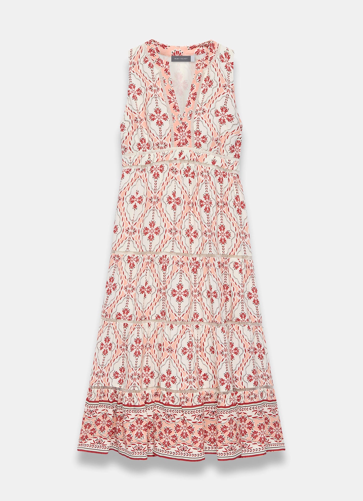 Pink Geo Print Maxi Dress
