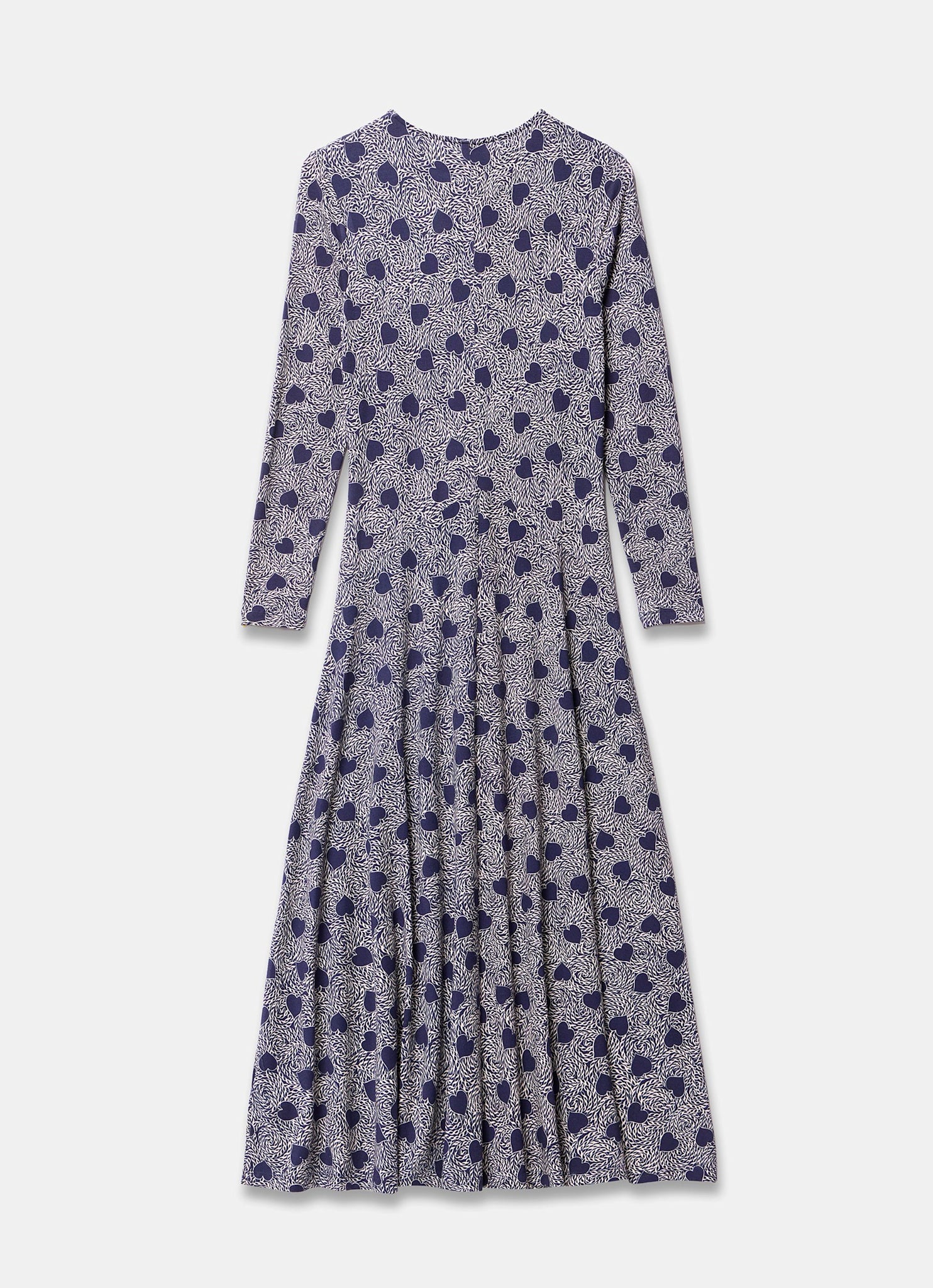 Navy Heart Print Zip Front Midi Dress