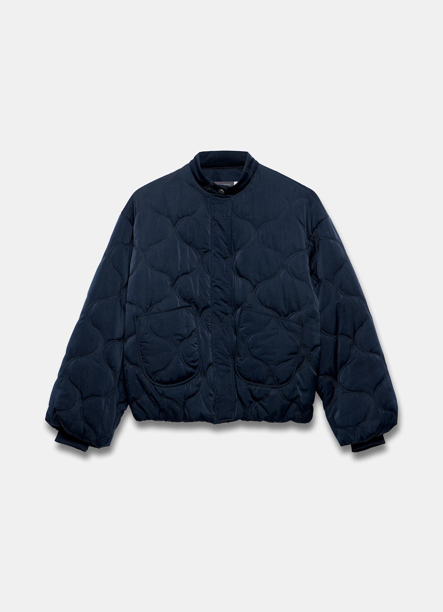 Navy Quilted Bomber Jacket
