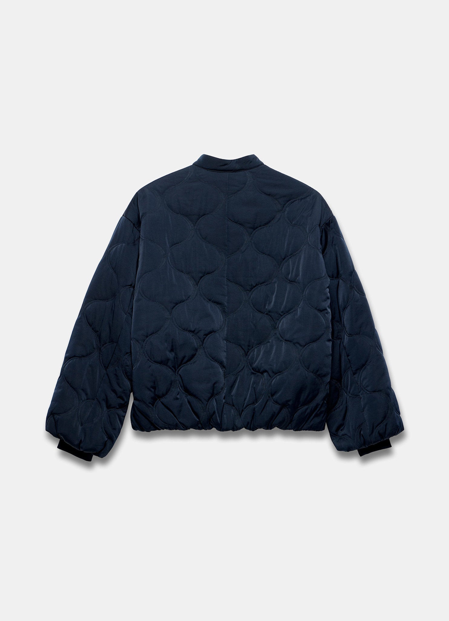 Navy Quilted Bomber Jacket