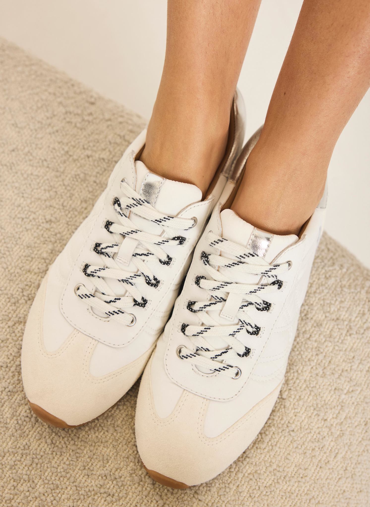 Rach White Suede Detail Trainers