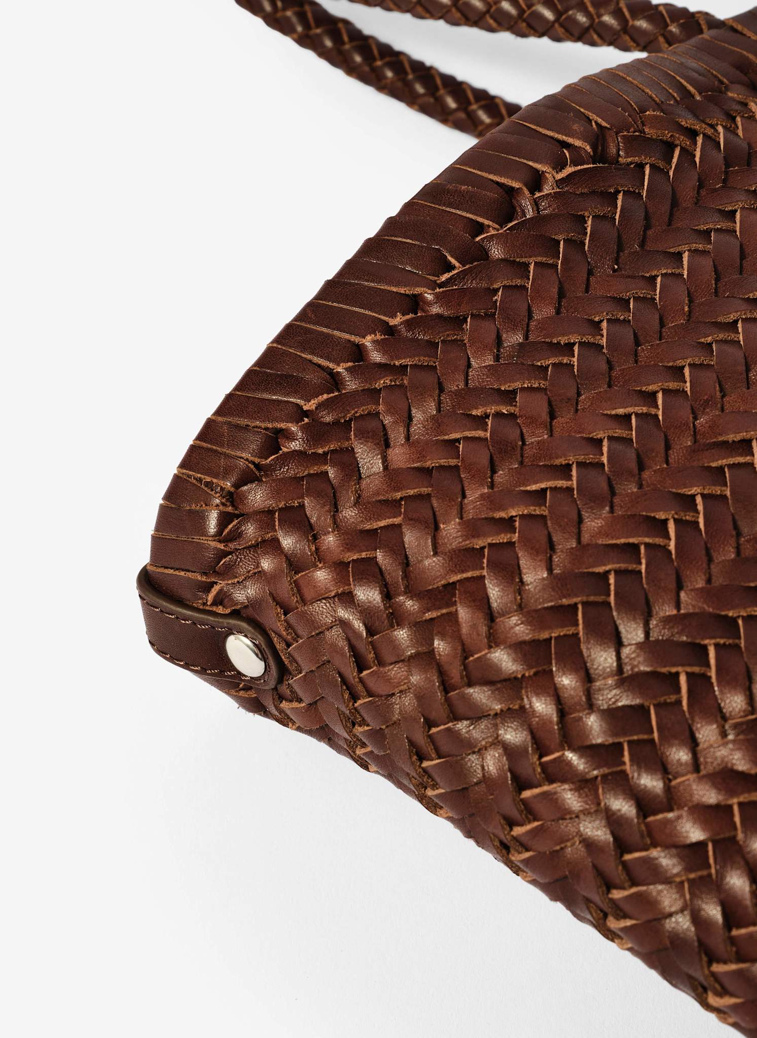 Rae Brown Leather Woven Tote Bag