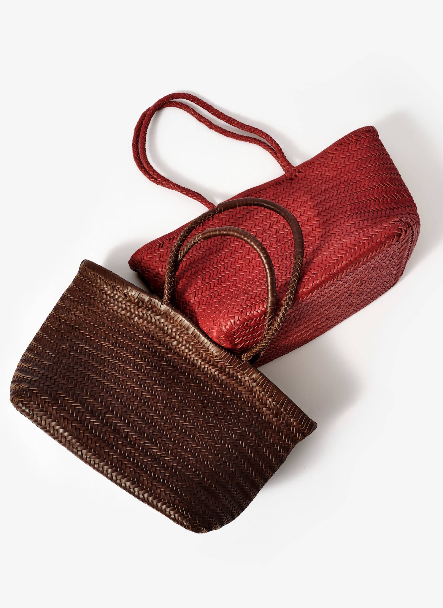 Rae Brown Leather Woven Tote Bag