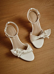 Rae Cream Leather Tassel Heeled Sandals