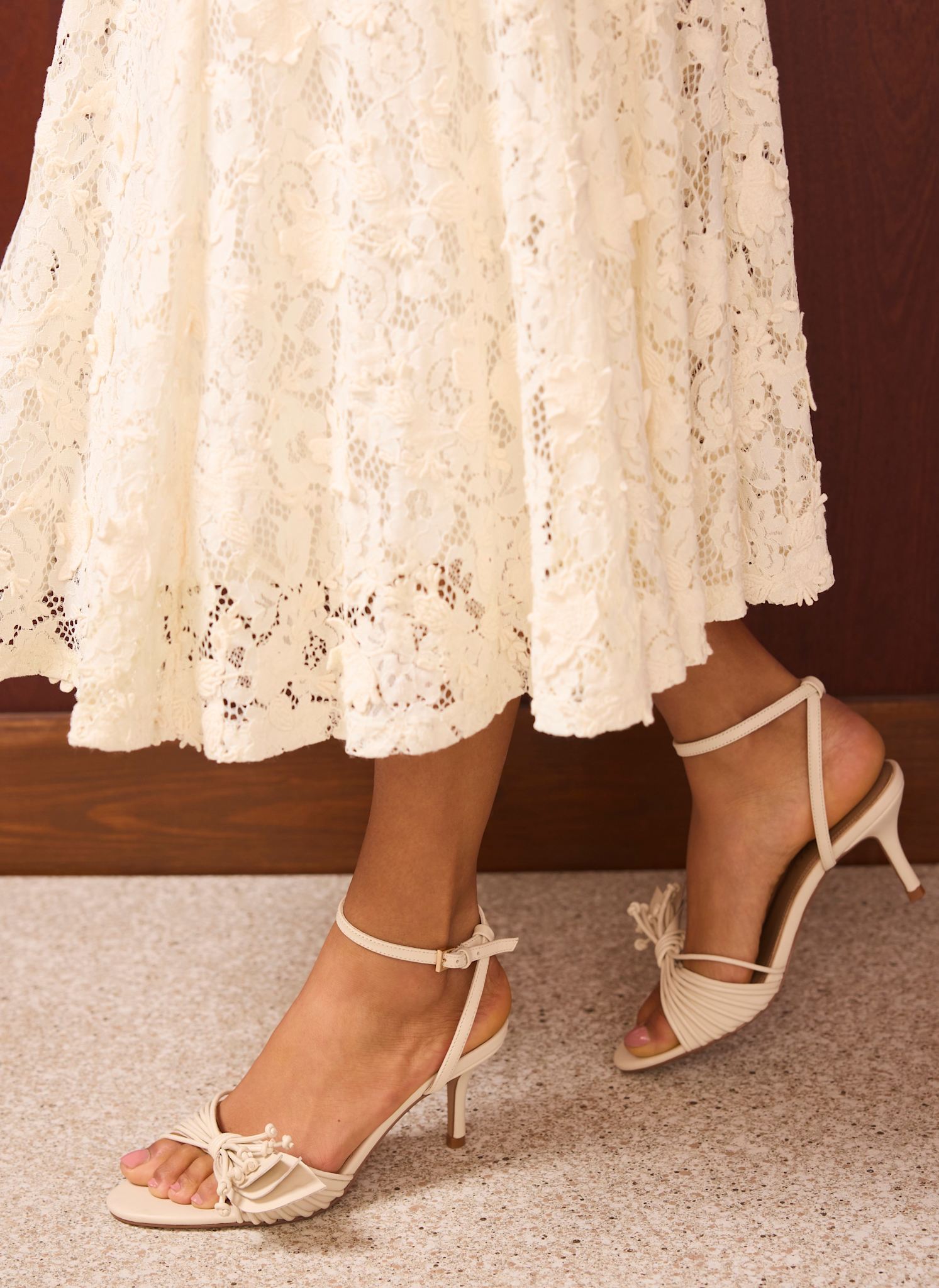 Rae Cream Leather Tassel Heeled Sandals