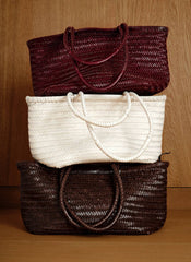 Rae Red Leather Woven Tote Bag
