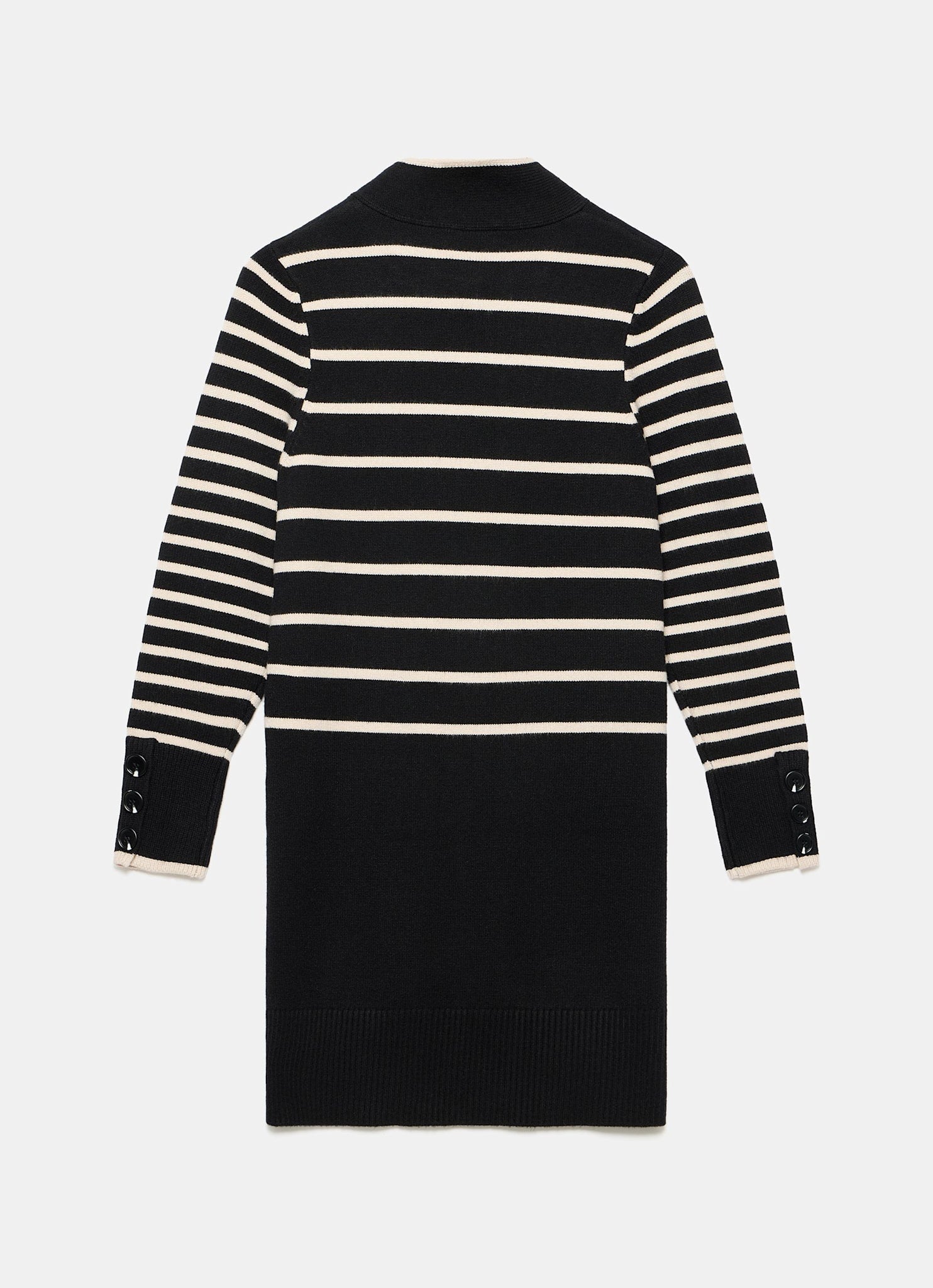 Black Striped Scarf Detail Knit Mini Dress