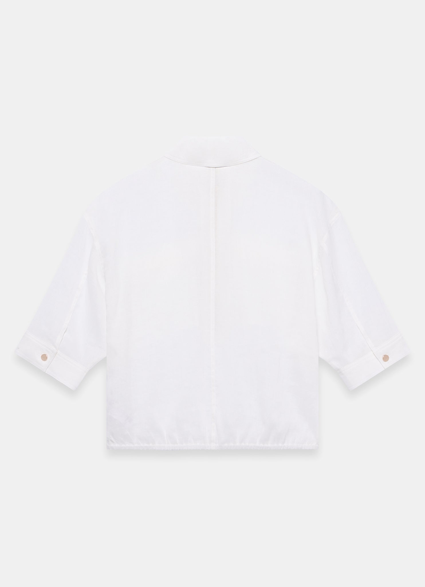 White Ramie Zip Bomber Blouse