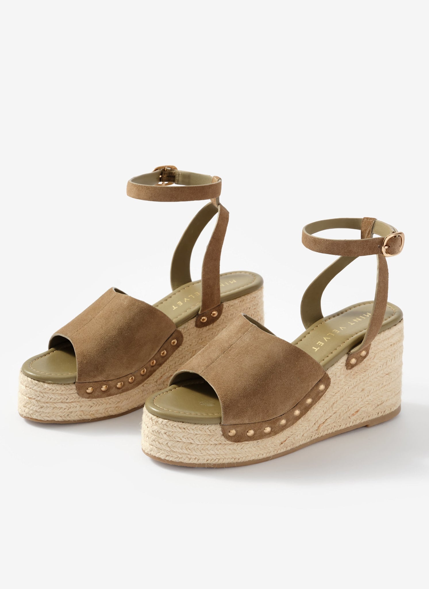 Raya Neutral Suede Espadrille Wedges