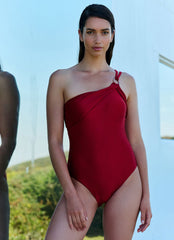 Red Asymmetric Swimsuit