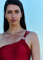 Red Asymmetric Swimsuit