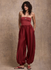 Red Bandeau Balloon Jumpsuit