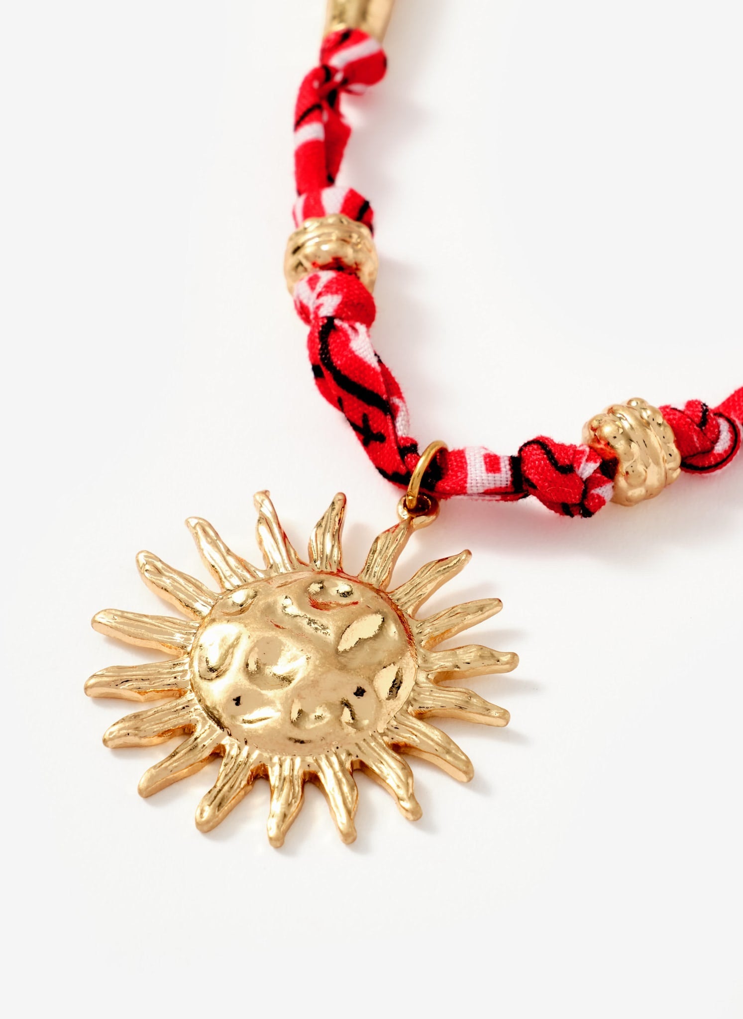 Red Bandana Sun Charm Necklace
