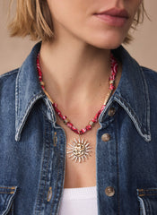 Red Bandana Sun Charm Necklace