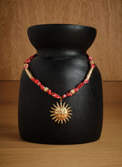 Red Bandana Sun Charm Necklace