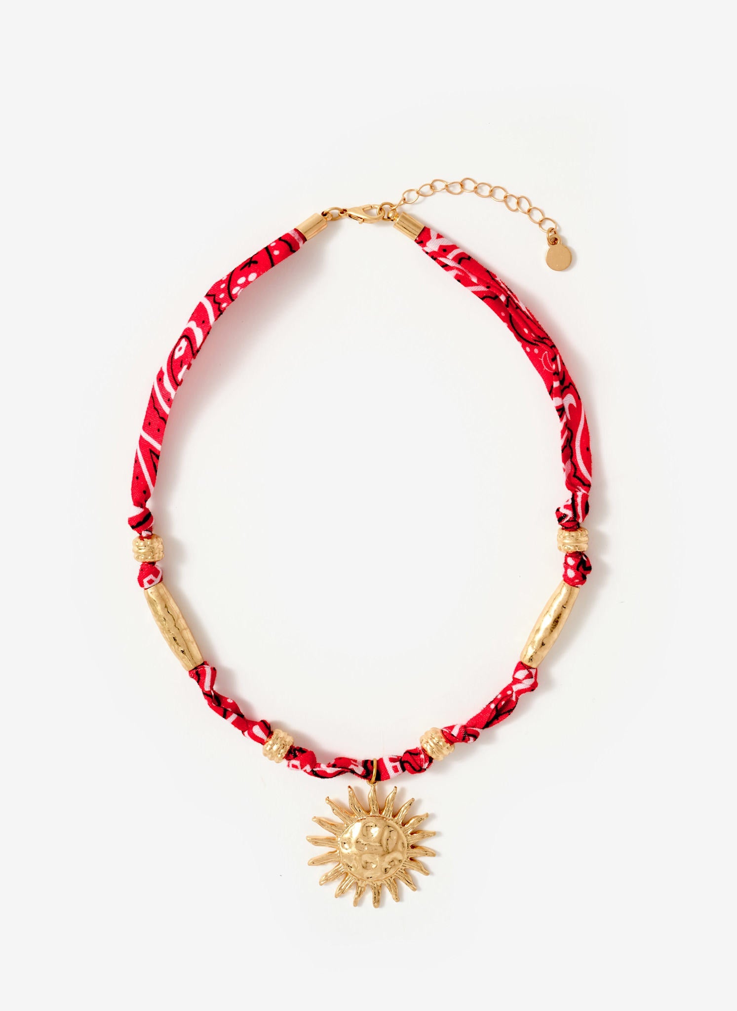 Red Bandana Sun Charm Necklace