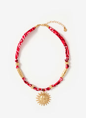 Red Bandana Sun Charm Necklace