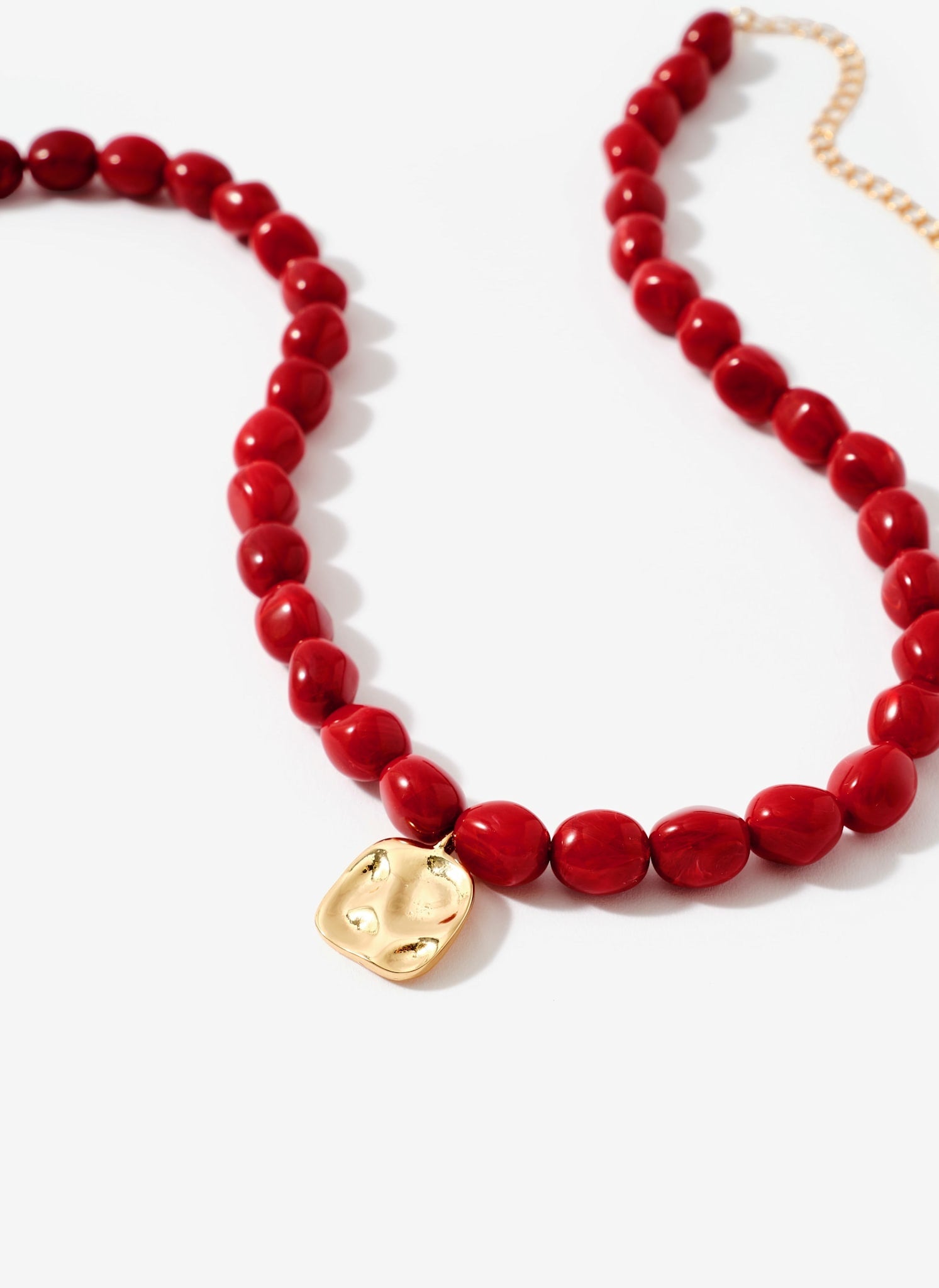 Red Beaded Charm Necklace