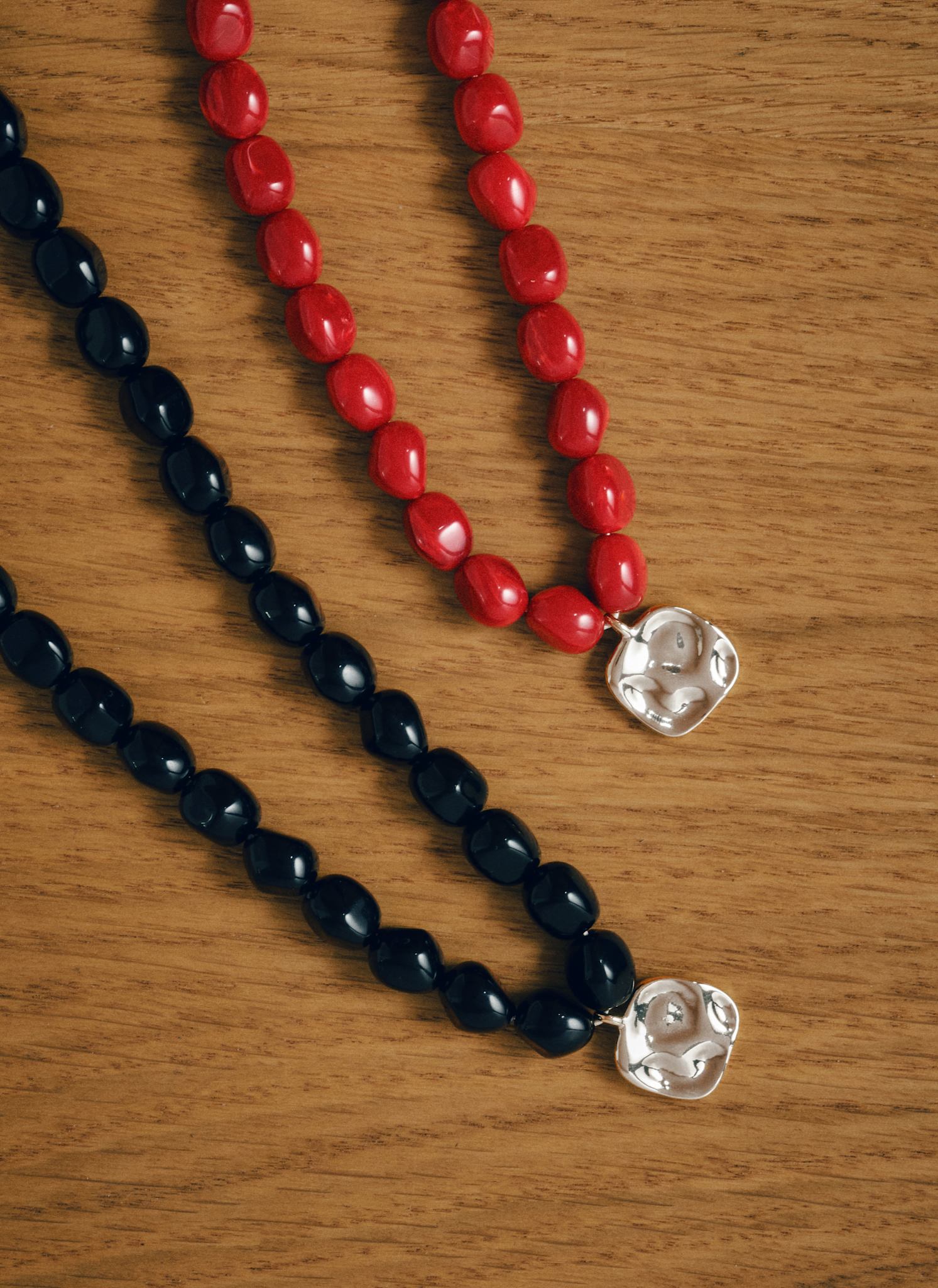 Red Beaded Charm Necklace