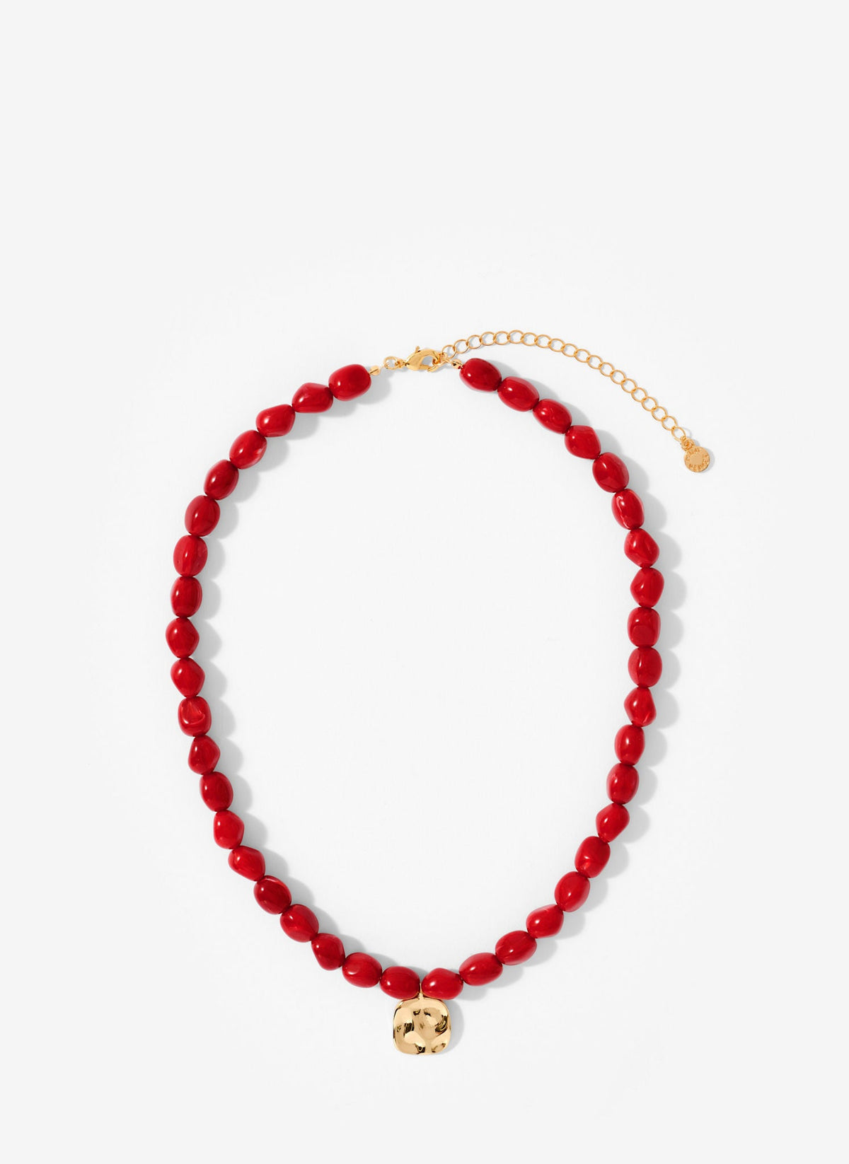 Red Beaded Charm Necklace