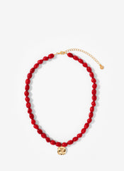 Red Beaded Charm Necklace