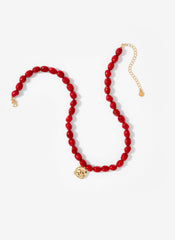 Red Beaded Charm Necklace