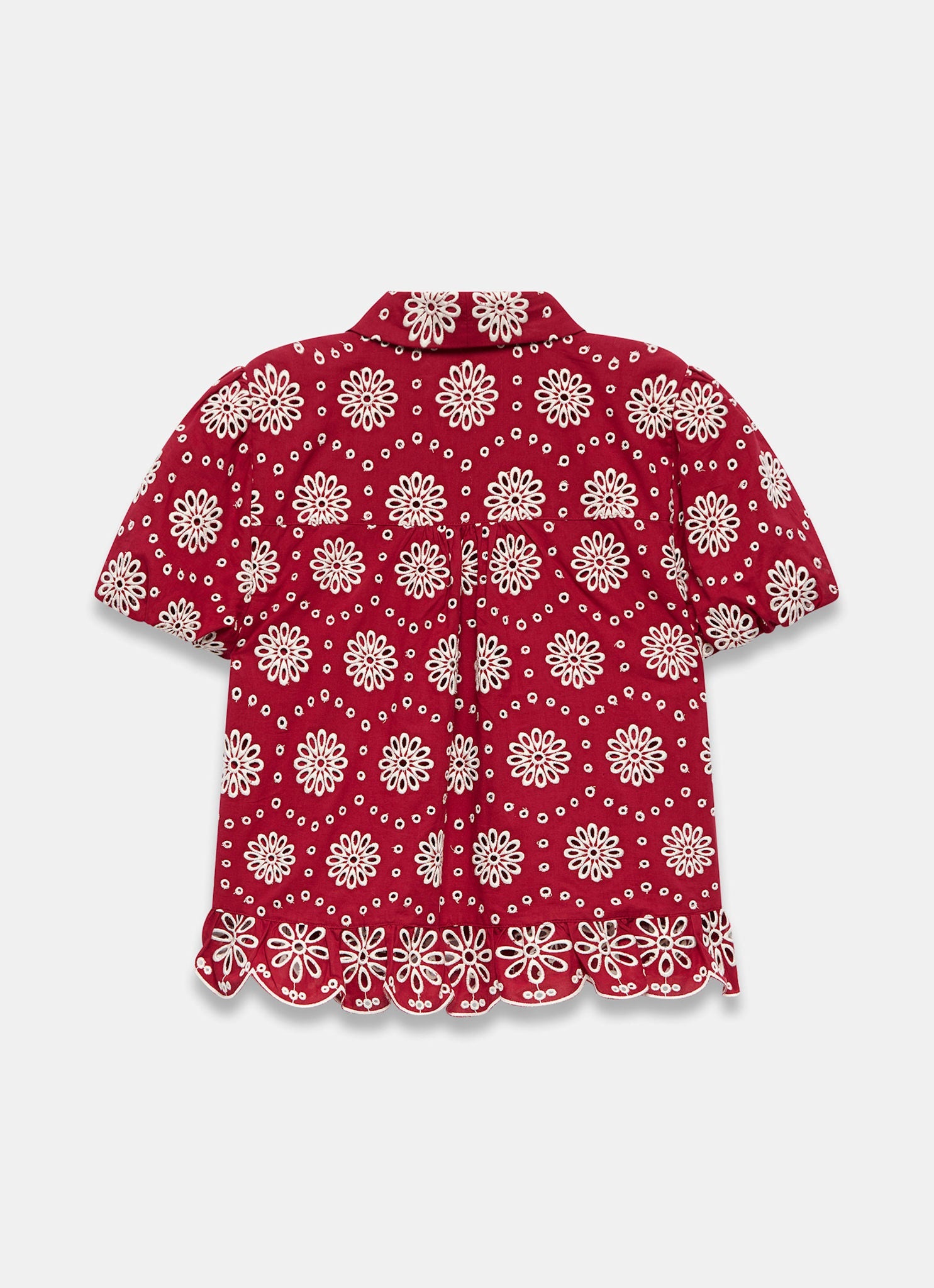 Red Cotton Broderie Shirt