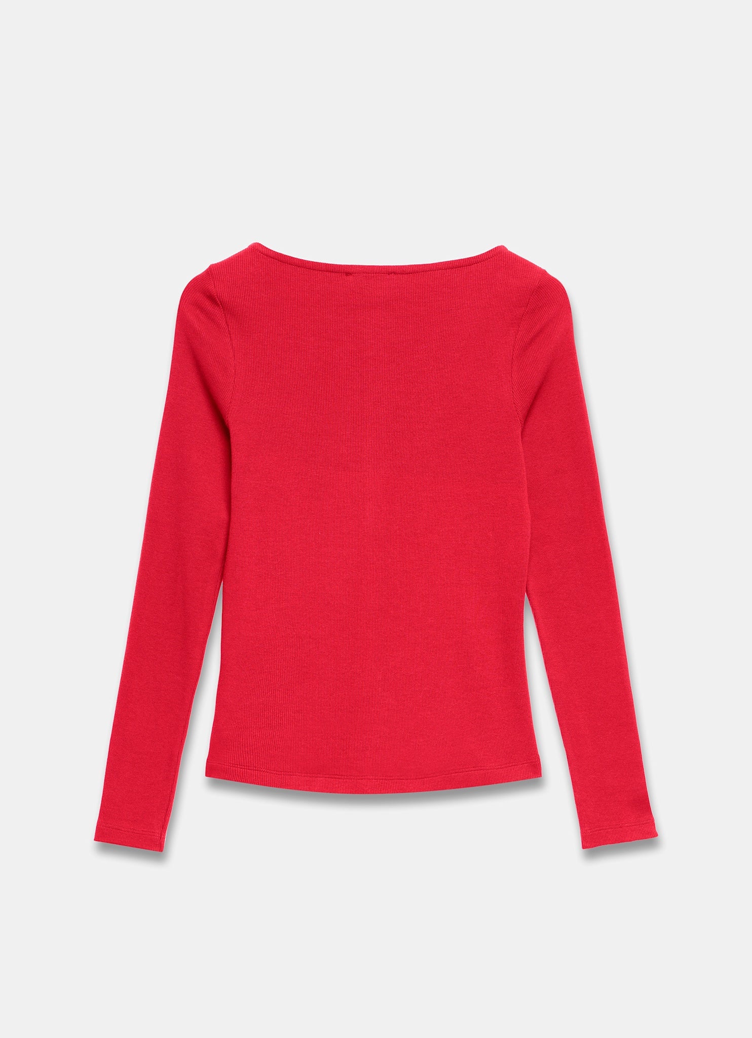Red Cotton Blend Button Detail Top