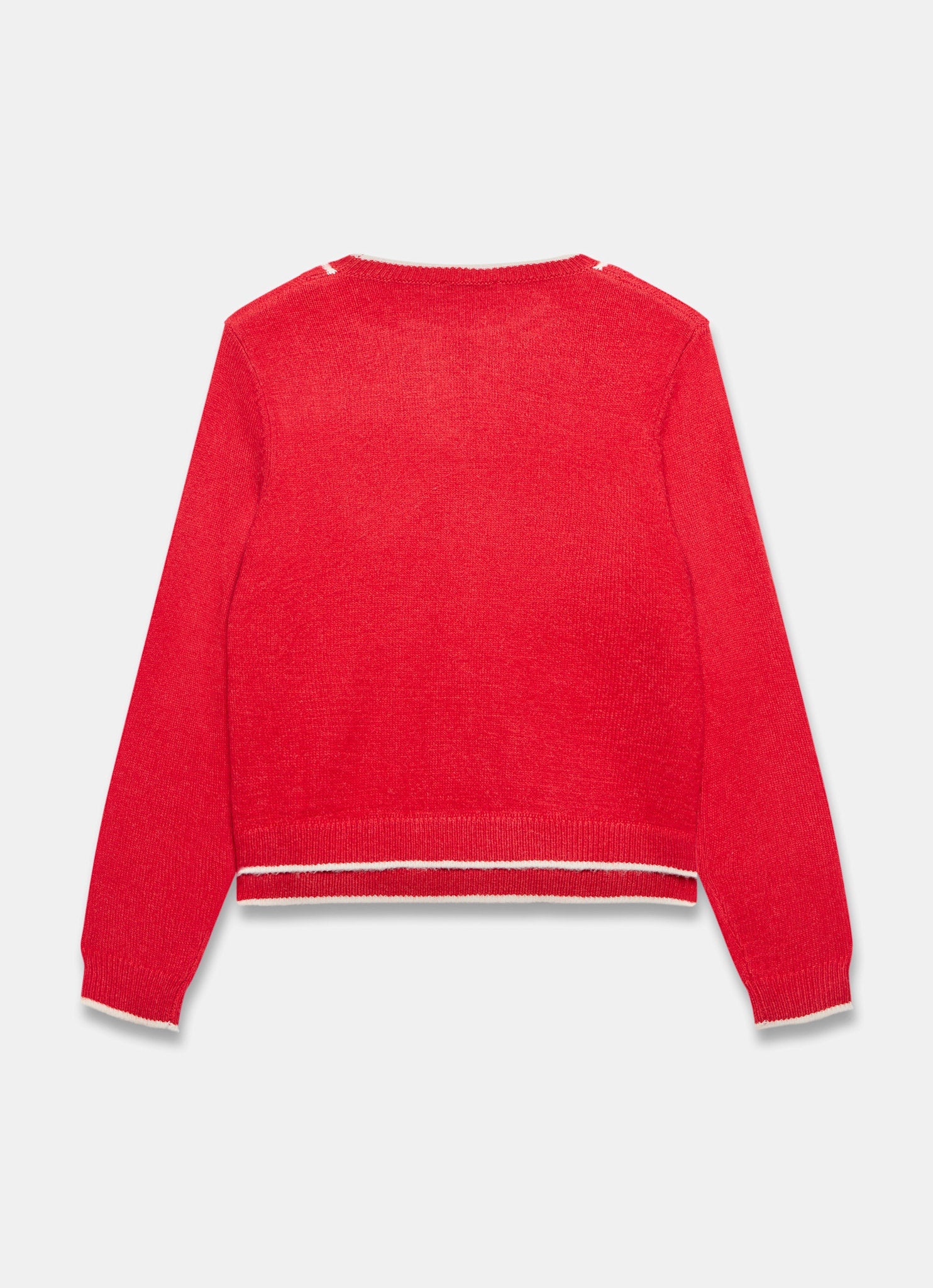Red Layered Tipped Knit Cardigan