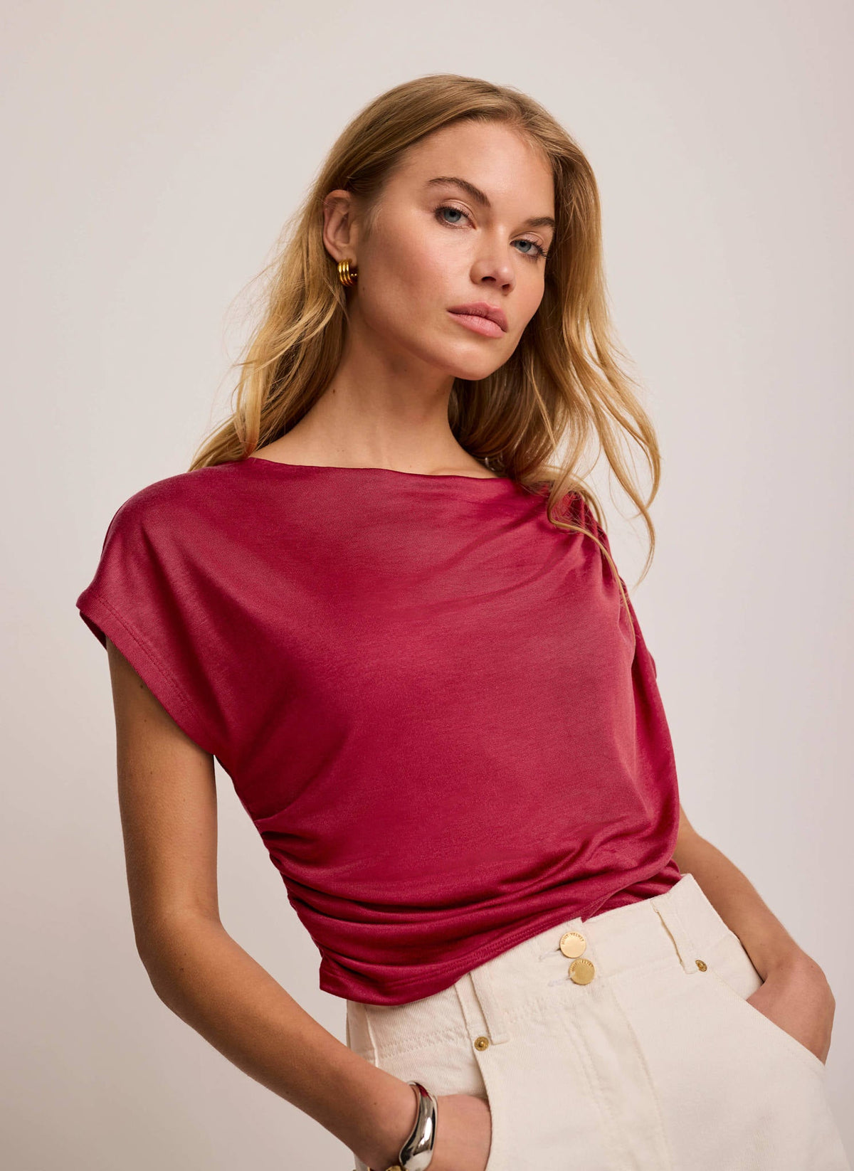 Red Layered Drape Top