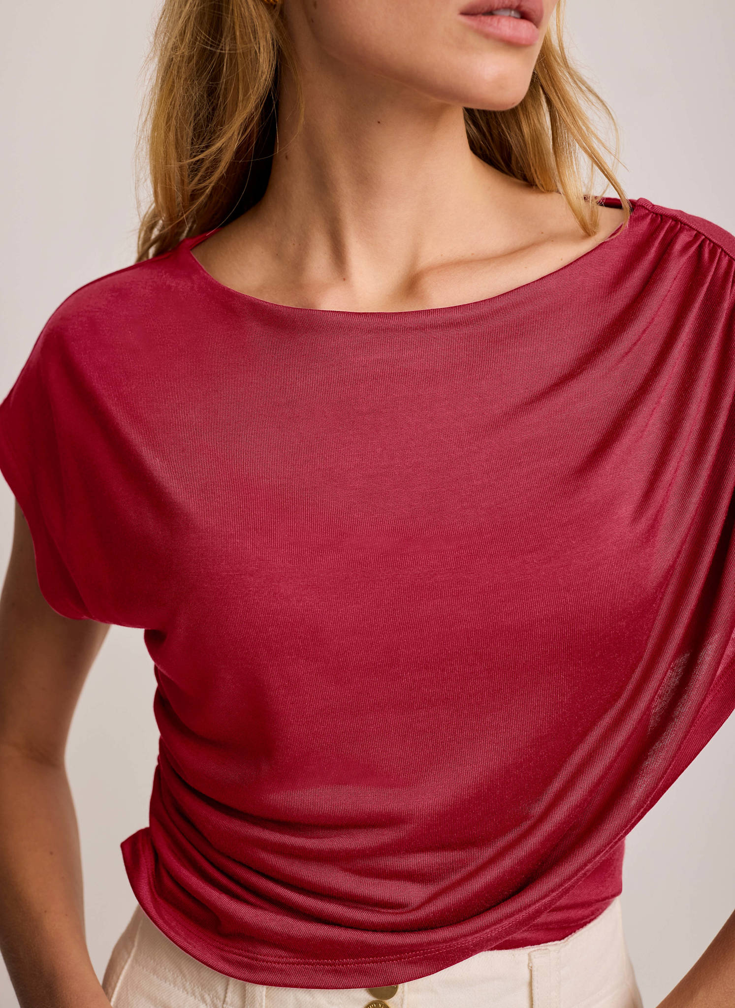 Red Layered Drape Top
