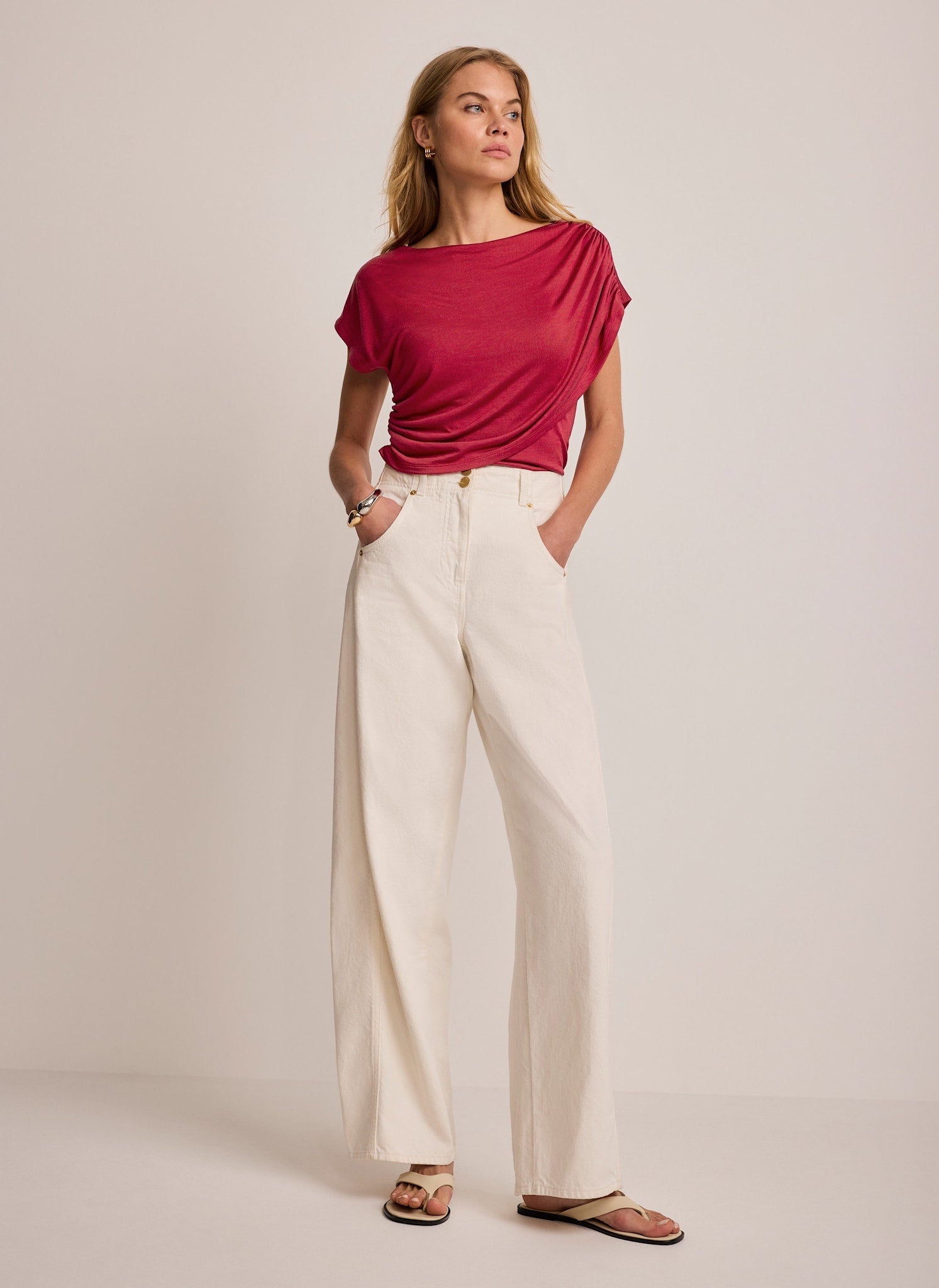 Red Layered Drape Top