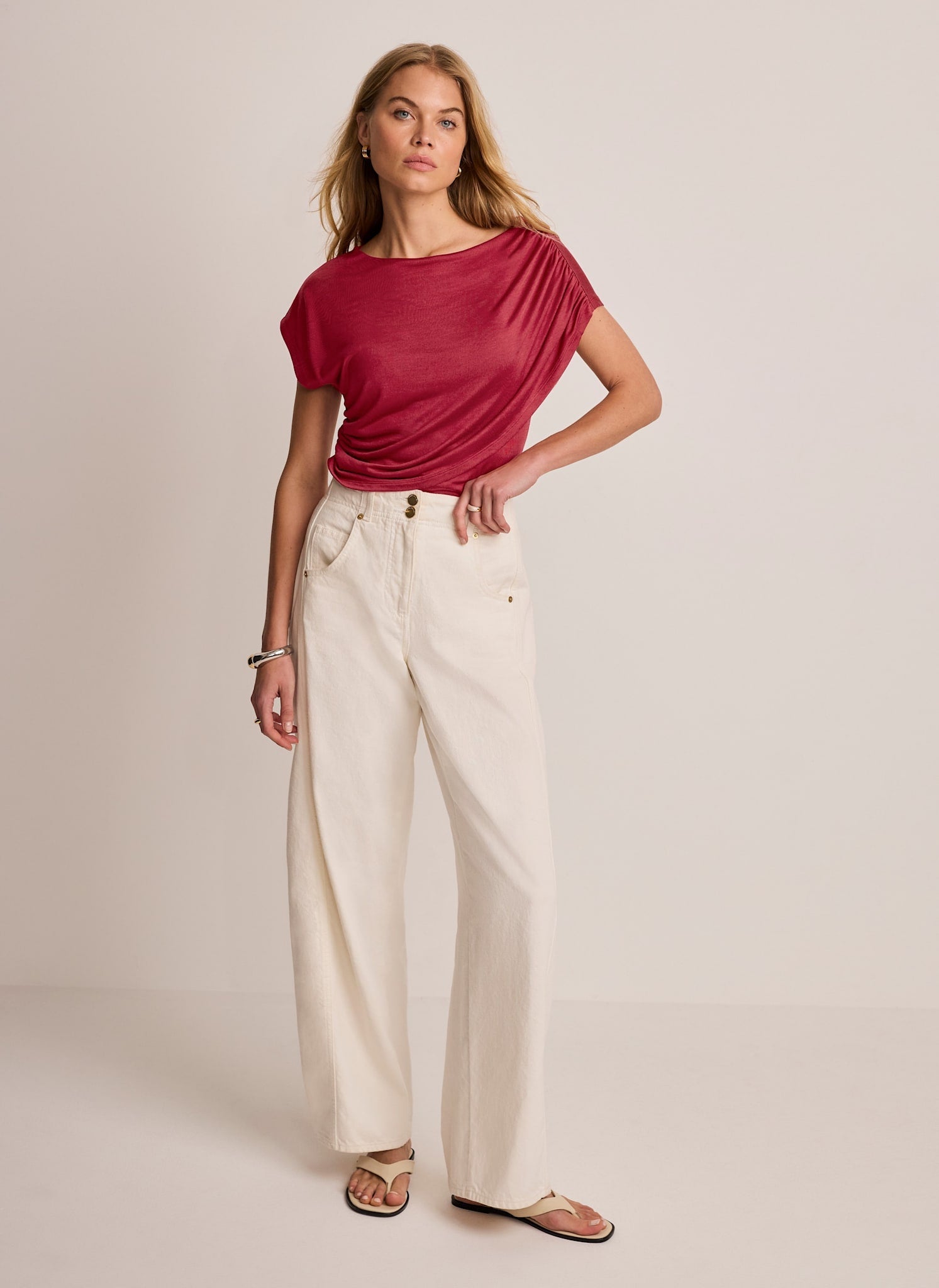 Red Layered Drape Top