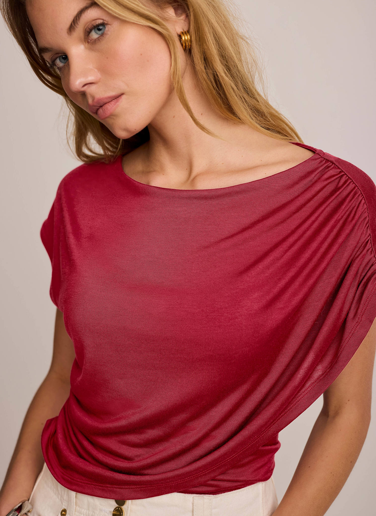 Red Layered Drape Top