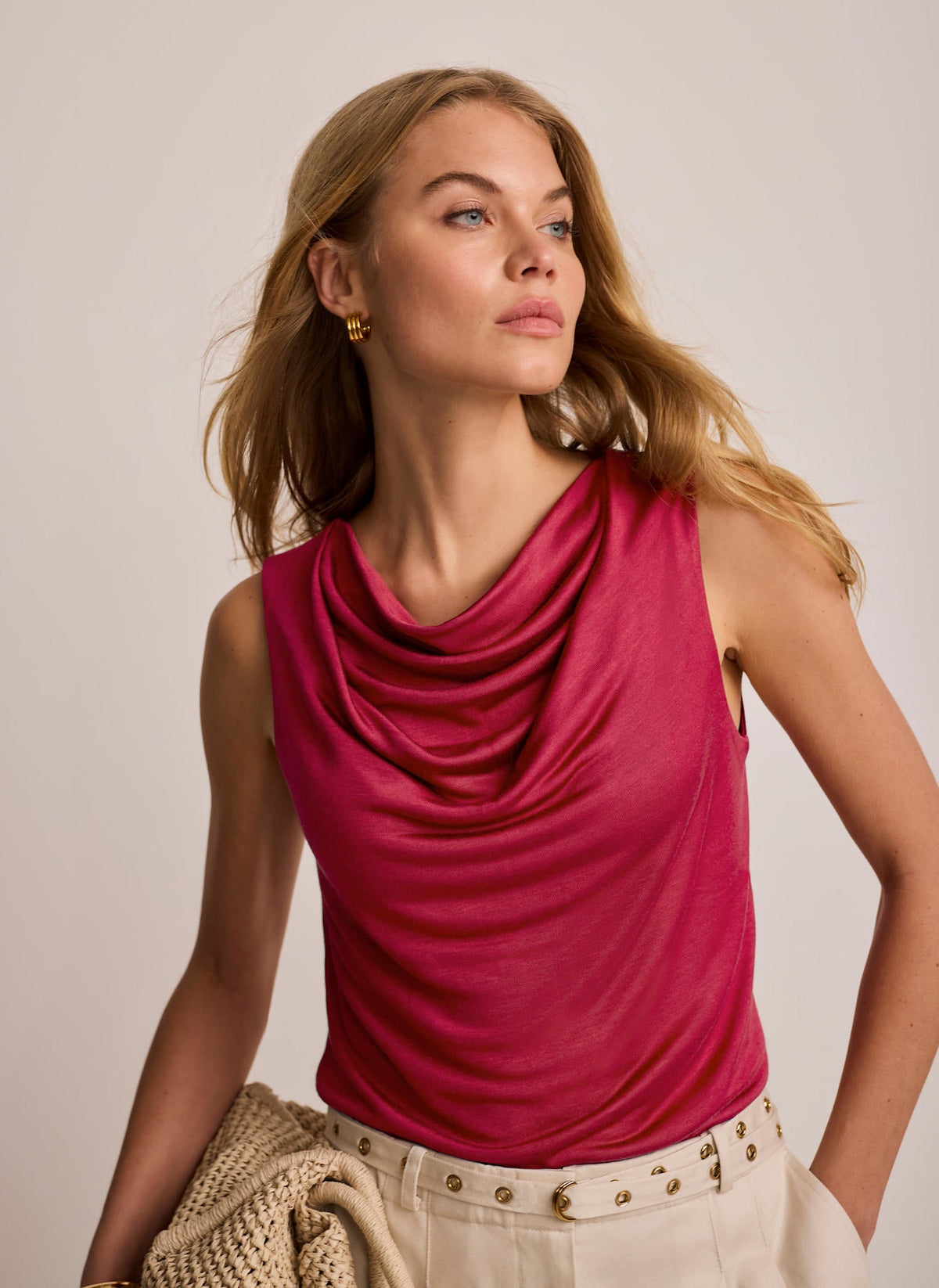 Red Cowl Neck Top