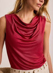 Red Cowl Neck Top